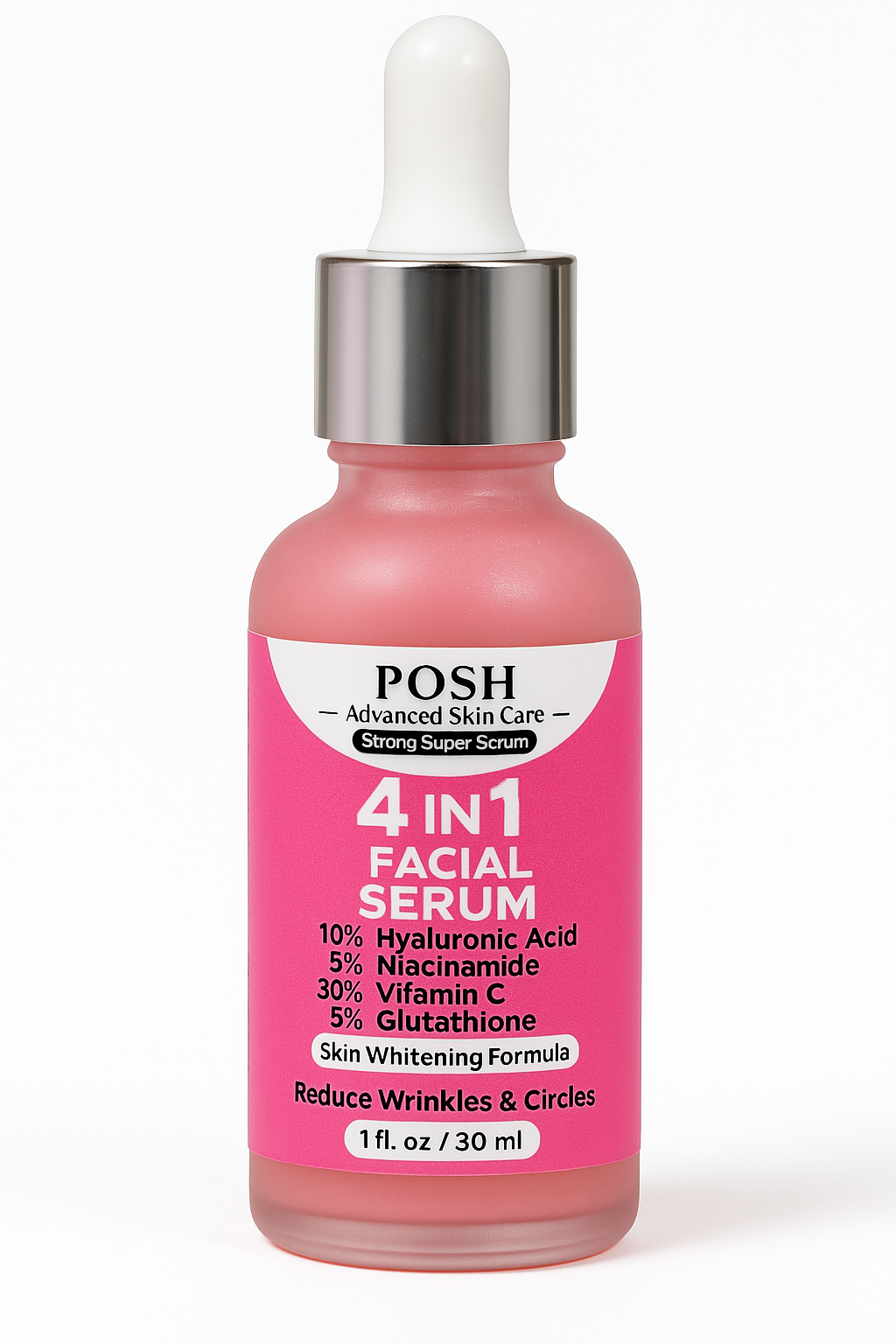 POSH 4IN1 Super Skin Glowing Serum | 5% Niacinamide, 30% Vitamin C 10%, Vitamin E 10% & HA