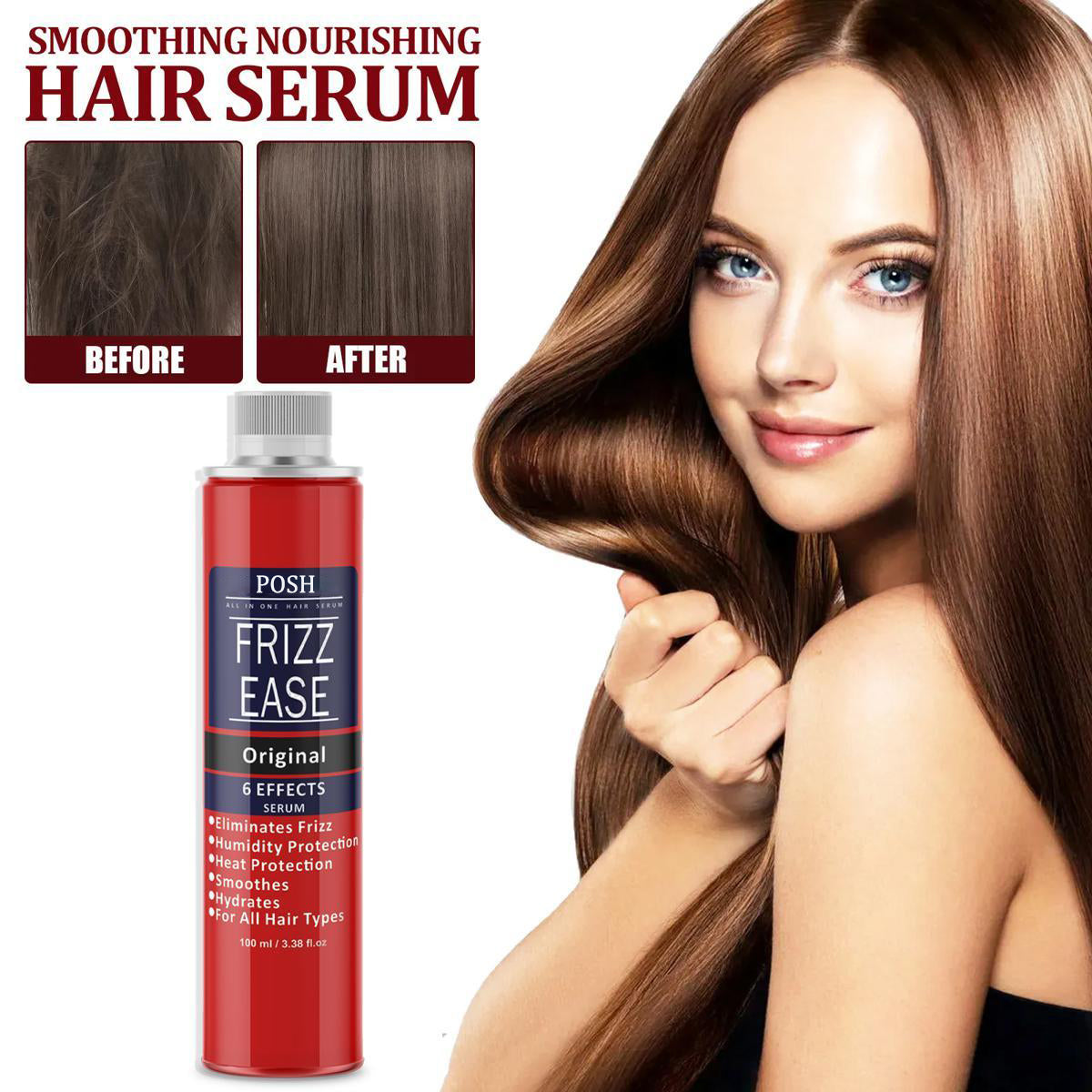 POSH Frizz Ease Extra Strength Hair Serum, Nourishing Hair Oil for Frizz Control, Heat Protectant