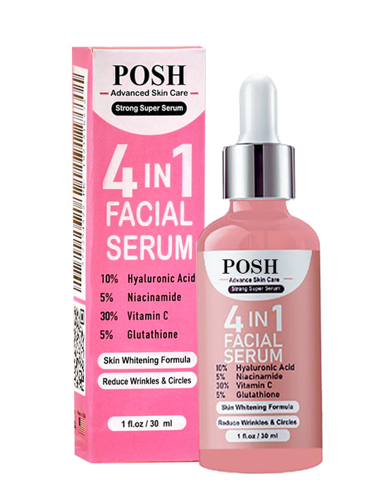 POSH 4IN1 Super Skin Glowing Serum | 5% Niacinamide, 30% Vitamin C 10%, Vitamin E 10% & HA