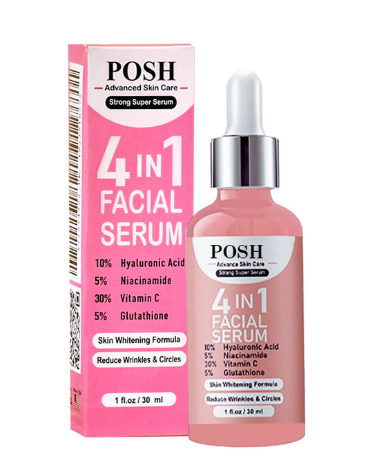 POSH 4IN1 Super Skin Glowing Serum | 5% Niacinamide, 30% Vitamin C 10%, Vitamin E 10% & HA
