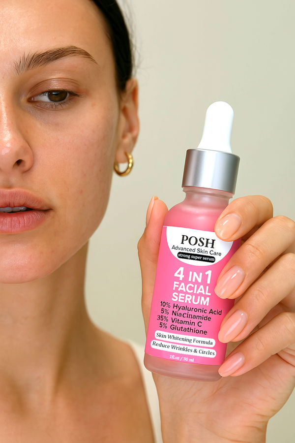 POSH 4IN1 Super Skin Glowing Serum | 5% Niacinamide, 30% Vitamin C 10%, Vitamin E 10% & HA
