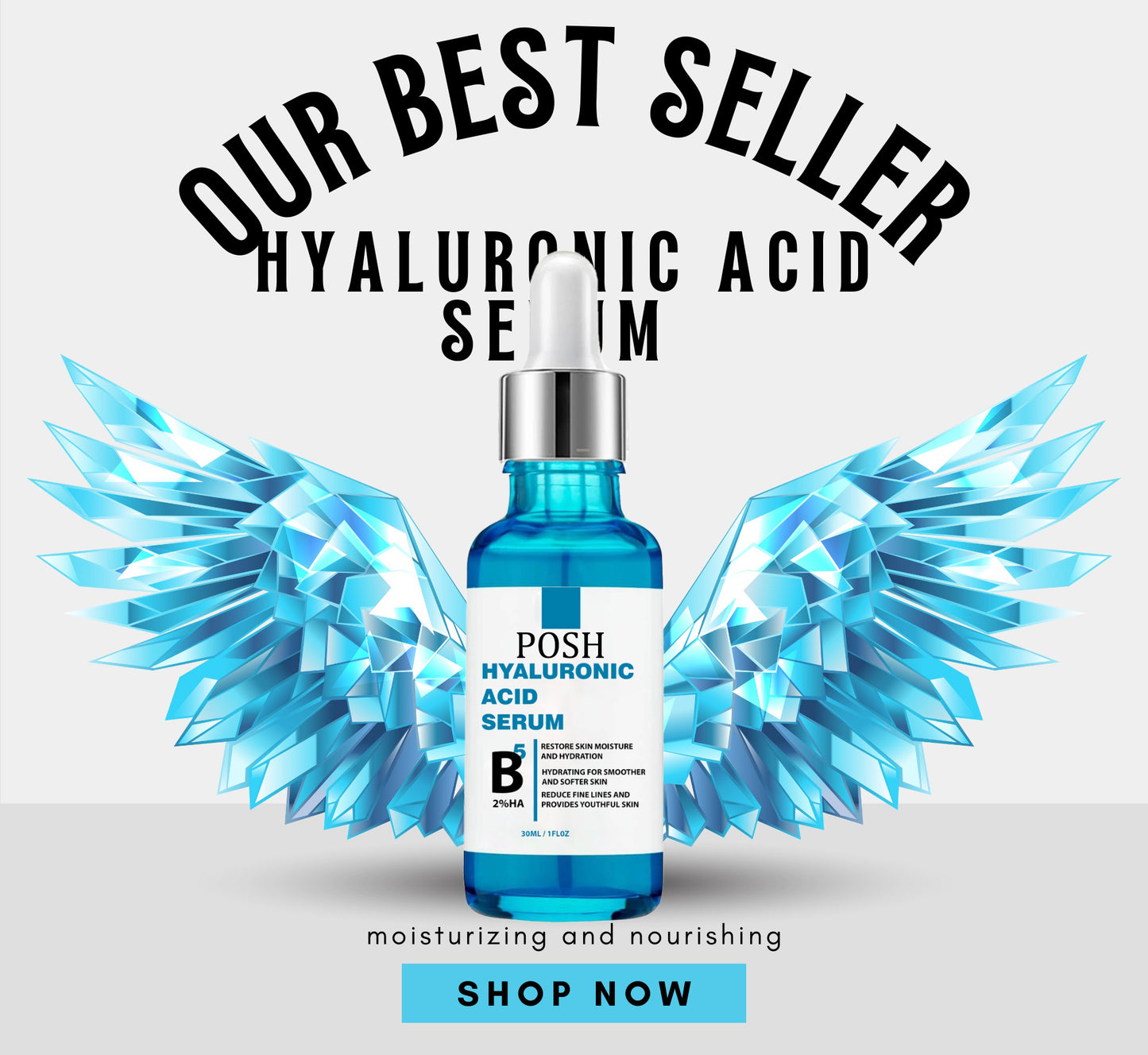 POSH Hyaluronic Acid Serum for Skin Anti Aging Serum Intense Hydration Moisture Non greasy Paraben free Hyaluronic Acid for Your Face Pro Formula
