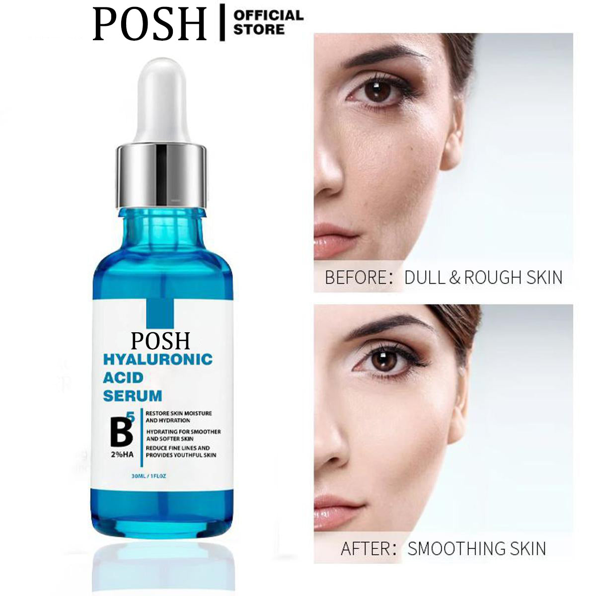 POSH Hyaluronic Acid Serum for Skin Anti Aging Serum Intense Hydration Moisture Non greasy Paraben free Hyaluronic Acid for Your Face Pro Formula